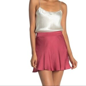 Free People Satin Phoebe Skirt Dark Pink Mini Skirt